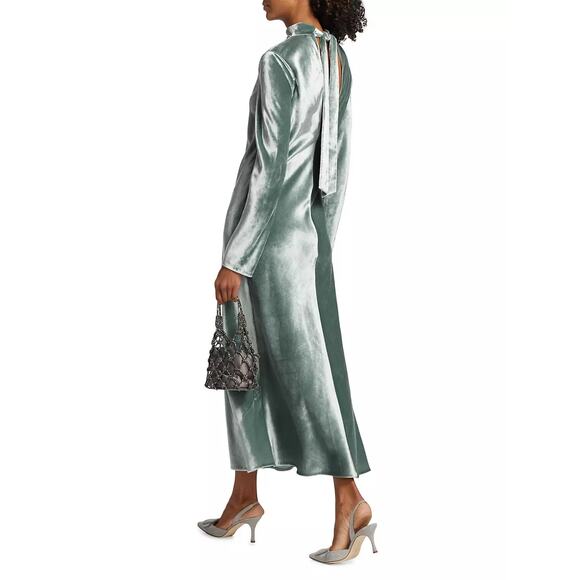 NWOT Vince Velvet Tie Back Mock Neck Long Sleeve A-Line Maxi Dress Size Small - Picture 3 of 9